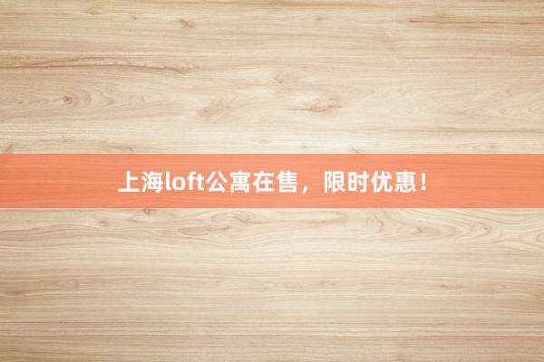 上海loft公寓在售,限时优惠!