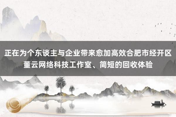 正在为个东谈主与企业带来愈加高效合肥市经开区董云网络科技工作室、简短的回收体验